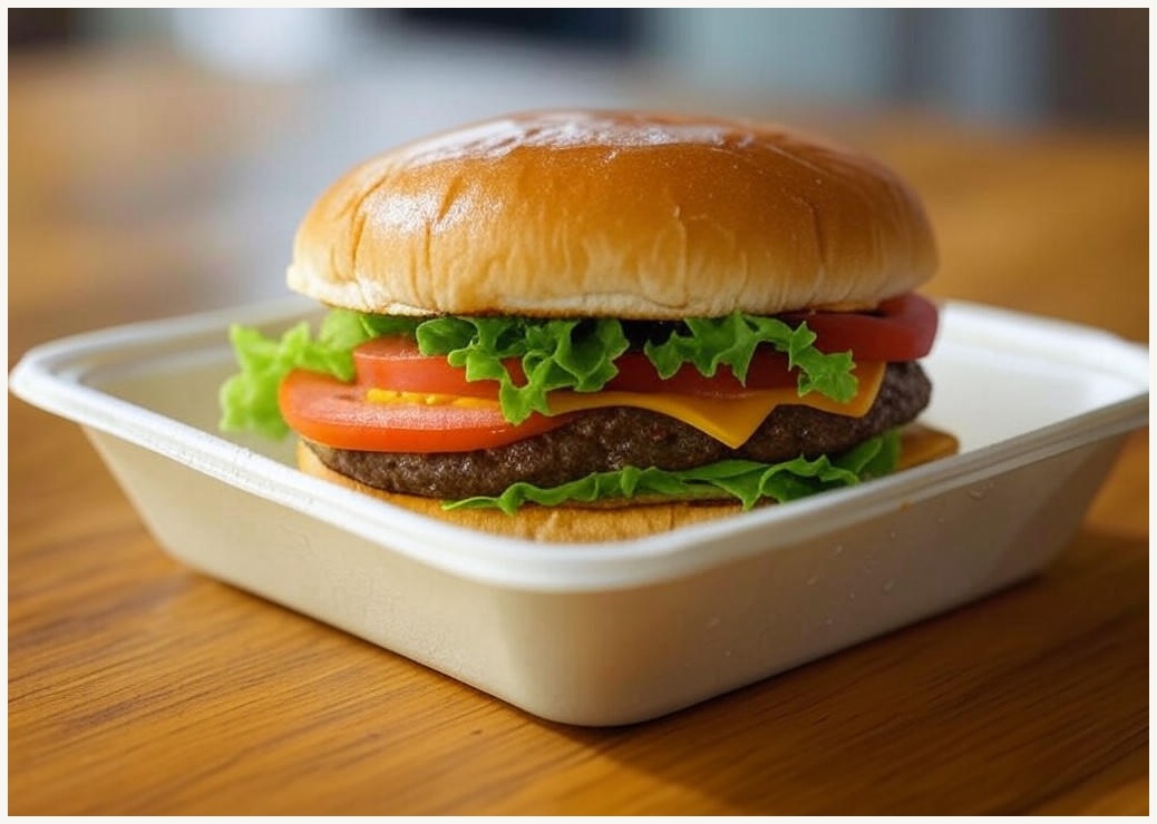 펄프 햄버거 일회용 포장 사각용기 - 이미지 1